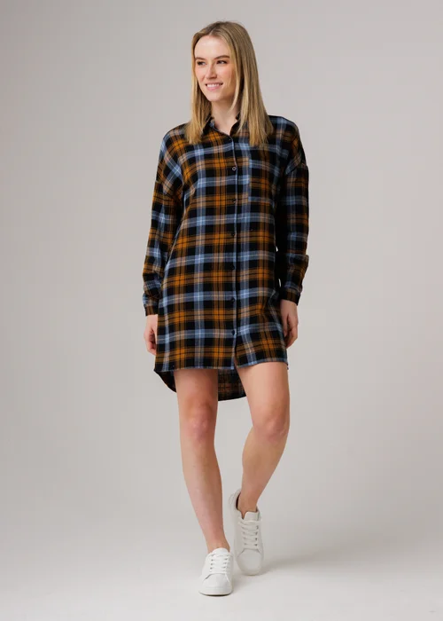 Influence Black Cotton Check Button-Up Relaxed-Fit Shirt Dress - 12 Image 3