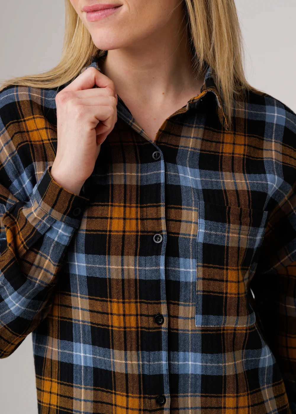 Influence Black Cotton Check Button-Up Relaxed-Fit Shirt Dress - 12 Image 2