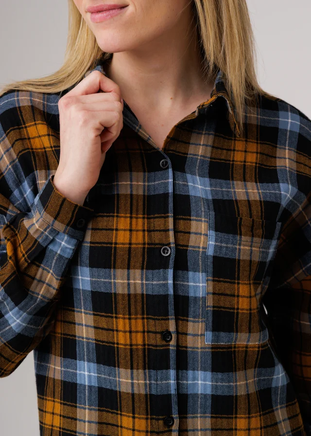 Influence Black Cotton Check Button-Up Relaxed-Fit Shirt Dress