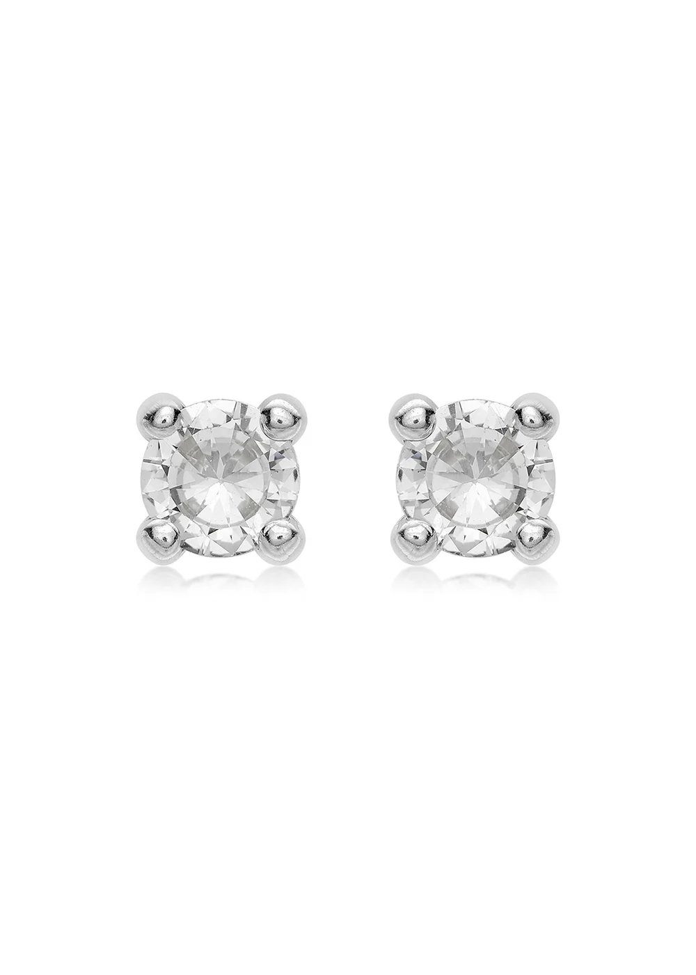Golden Moments 9ct White Gold White CZ Stud Earrings - One Size Image 1