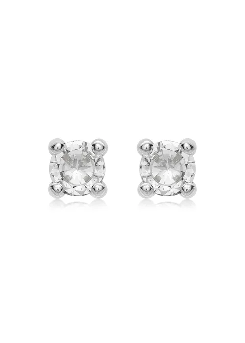 Golden Moments 9ct White Gold White CZ Stud Earrings - One Size Image 1