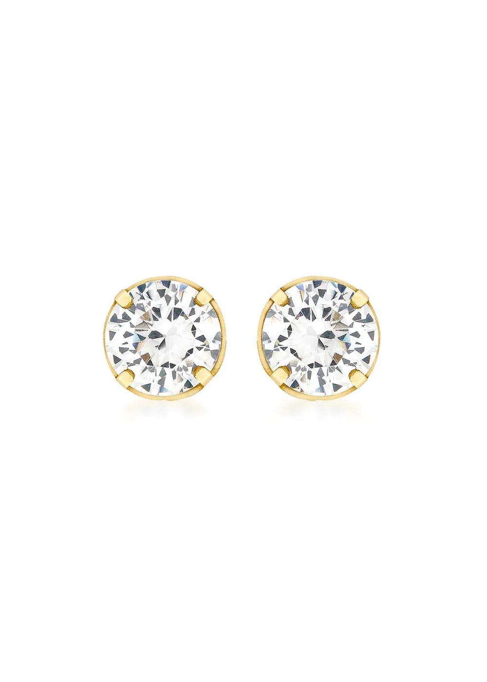 Golden Moments 9ct Yellow Gold Round CZ Stud Earrings - One Size Image 1
