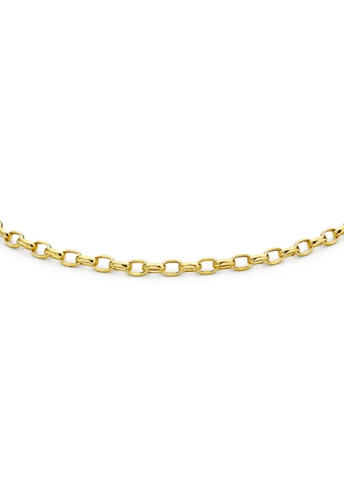 Golden Moments 9ct Yellow Gold Hollow Diamond Cut Oval Belcher Bracelet - One Size Image 1