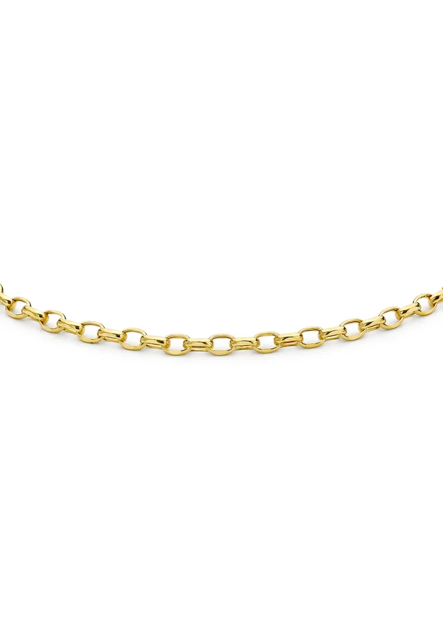 Golden Moments 9ct Yellow Gold Hollow Diamond Cut Oval Belcher Bracelet