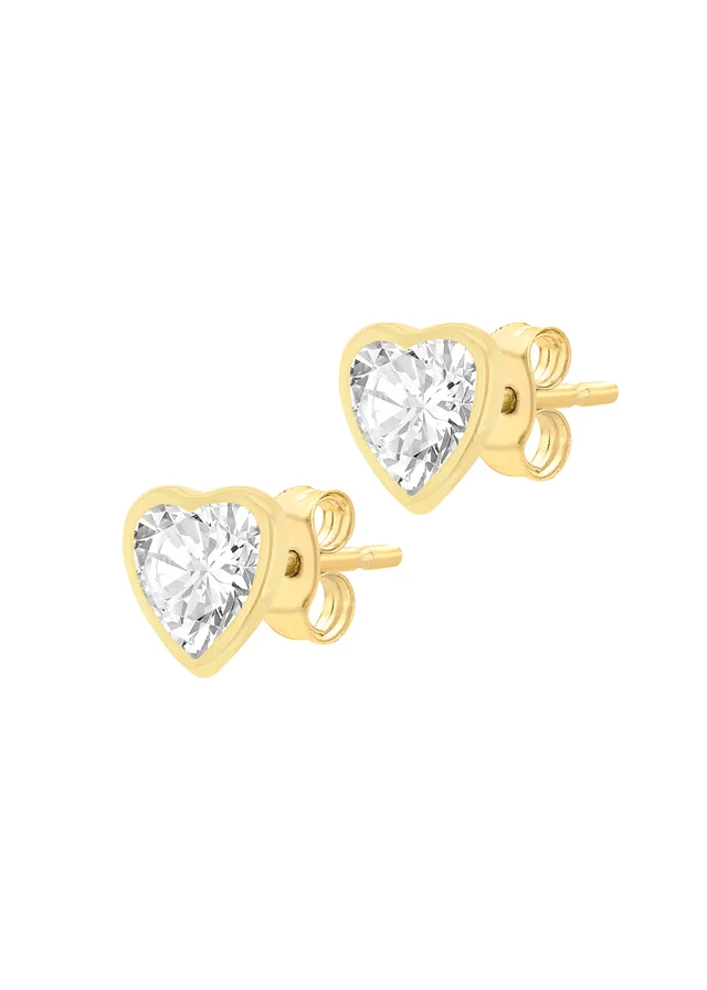 Golden Moments 9ct Yellow Gold Heart Stud Earrings