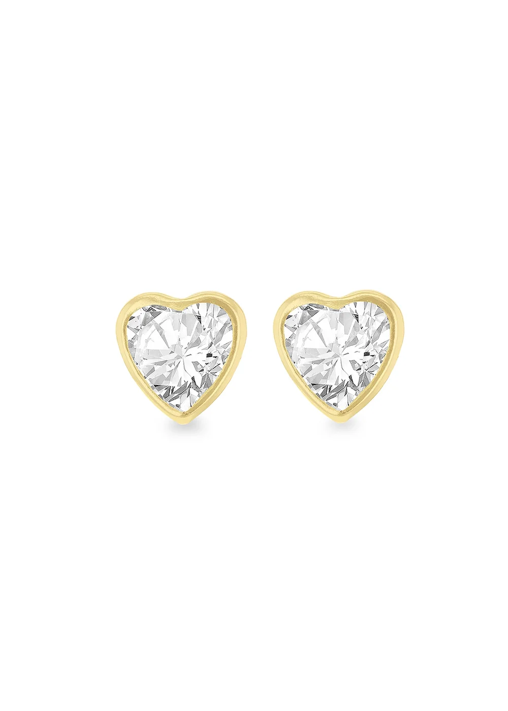 Golden Moments 9ct Yellow Gold Heart Stud Earrings - One Size Image 1