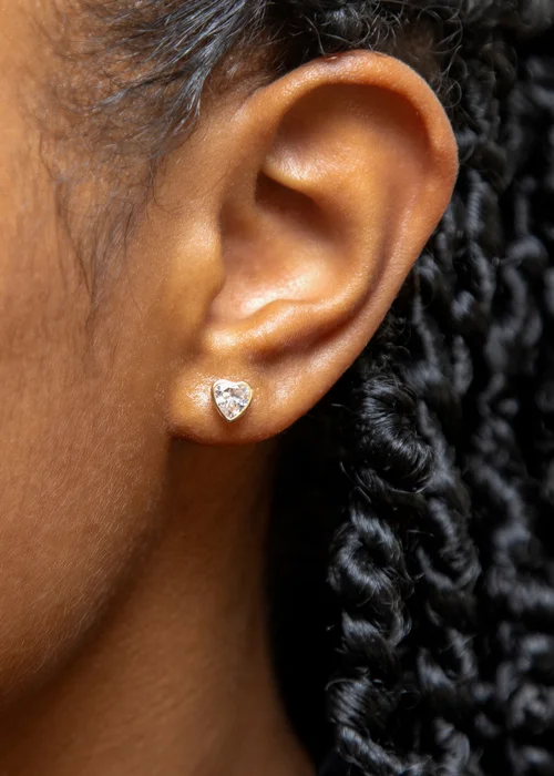 Golden Moments 9ct Yellow Gold Heart Stud Earrings - One Size Image 4