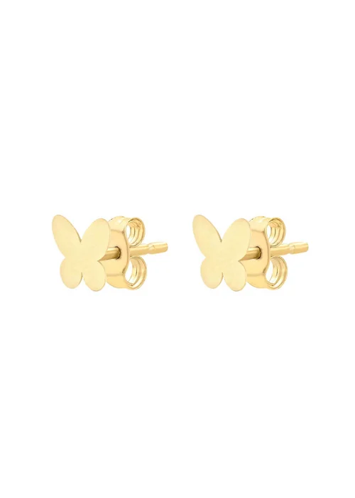 Golden Moments 9ct Yellow Gold 'Butterfly' Stud Earrings - One Size Image 2