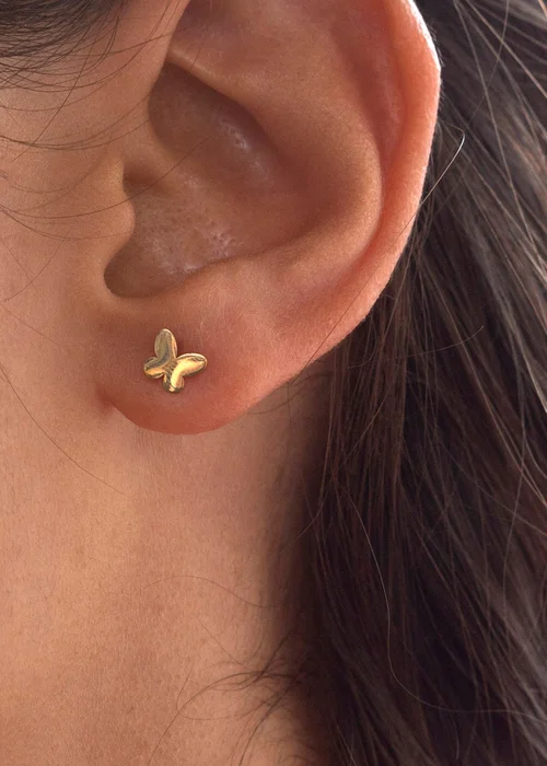 Golden Moments 9ct Yellow Gold 'Butterfly' Stud Earrings - One Size Image 4