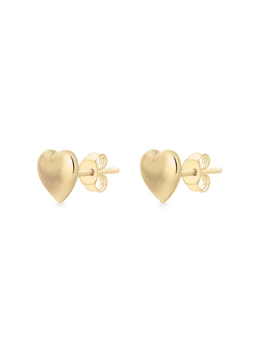 Golden Moments 9ct Yellow Gold Heart Stud Earring - One Size Image 2