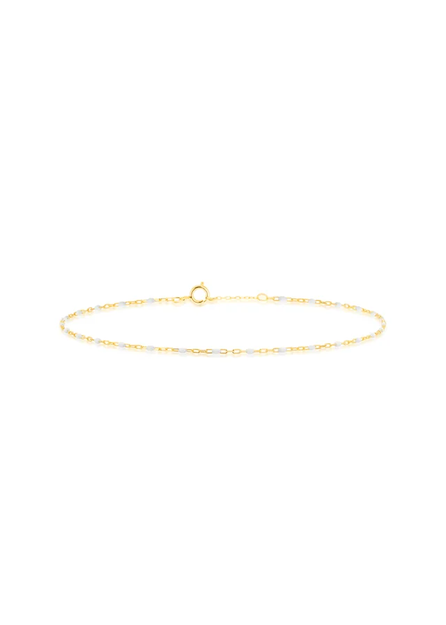 Golden Moments 9ct Yellow Gold White Enamel Mini Paper Bracelet