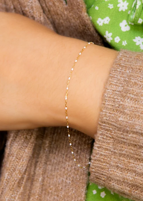 Golden Moments 9ct Yellow Gold White Enamel Mini Paper Bracelet - One Size Image 2