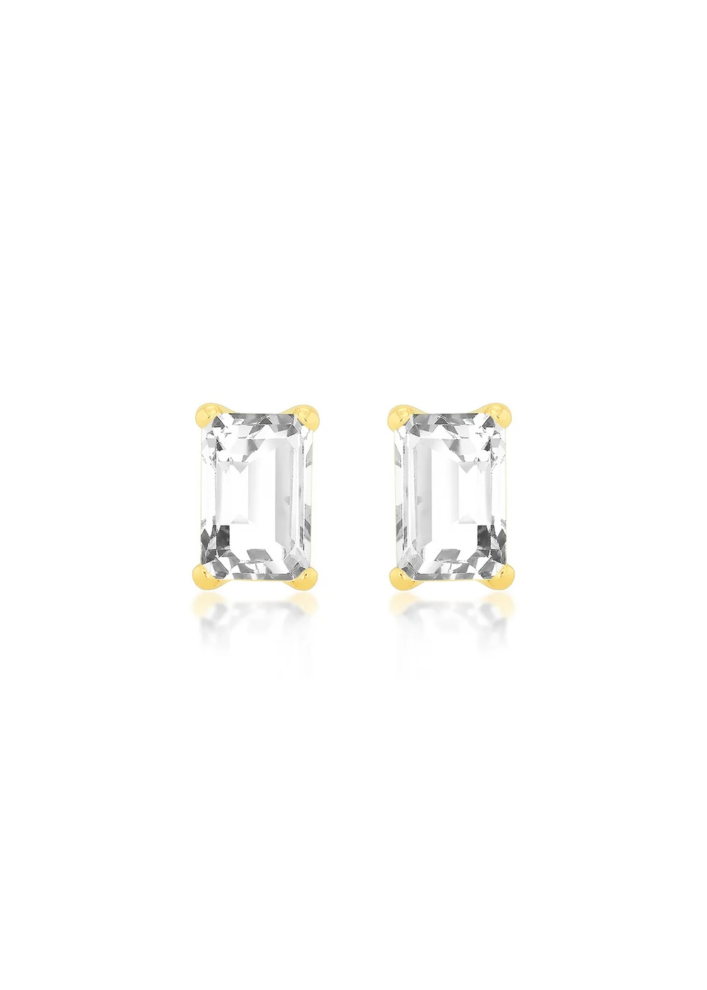 Golden Moments 9ct Yellow Gold Rectangle CZ Stud Earring - One Size Image 1