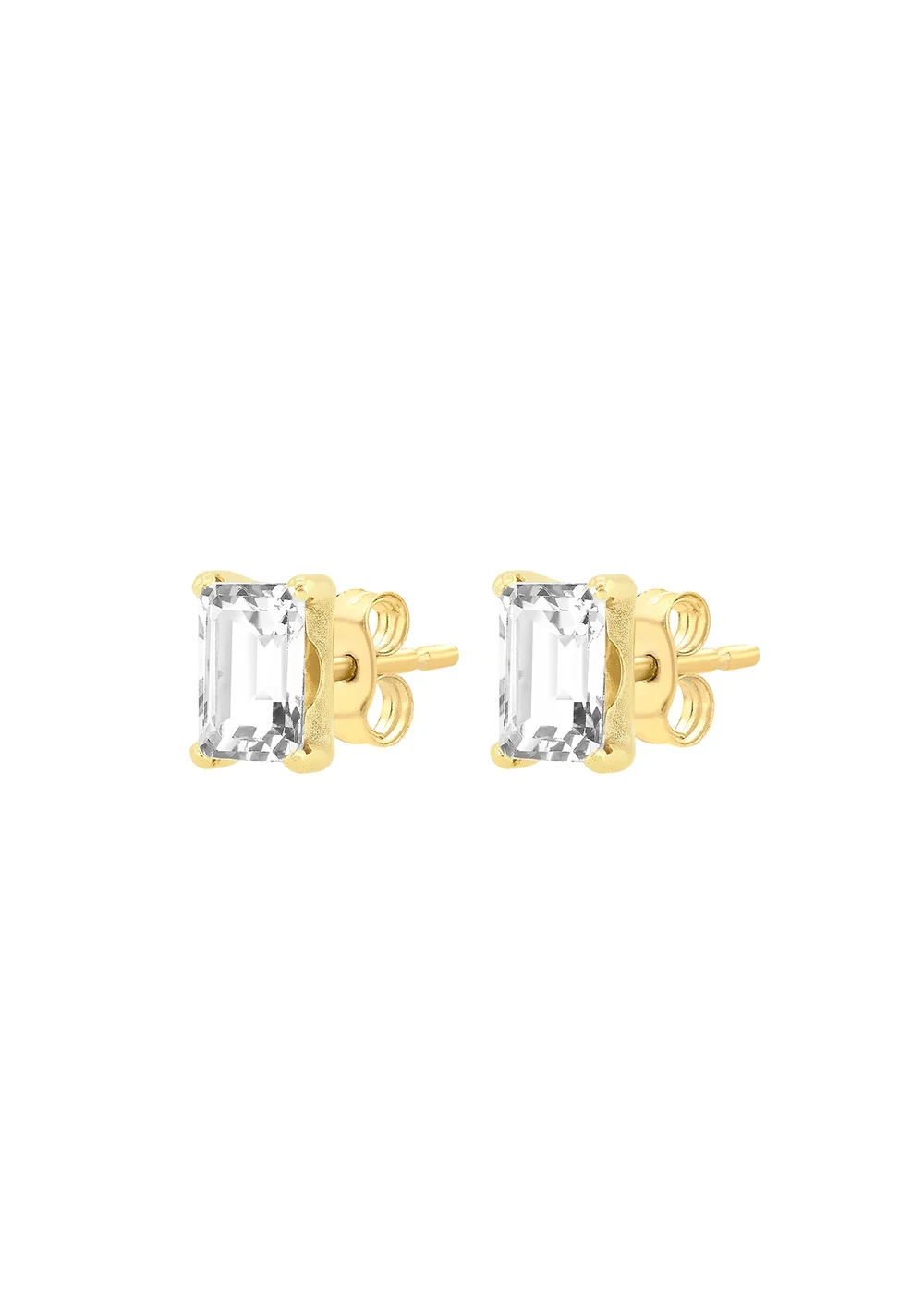 Golden Moments 9ct Yellow Gold Rectangle CZ Stud Earring - One Size Image 2