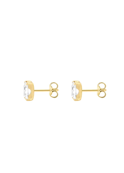 Golden Moments 9ct Yellow Gold Rectangle CZ Stud Earring - One Size Image 3