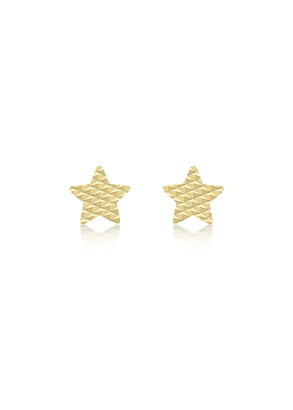 Golden Moments 9ct Yellow Gold Diamond Cut 'Star' Stud Earrings - One Size Image 1