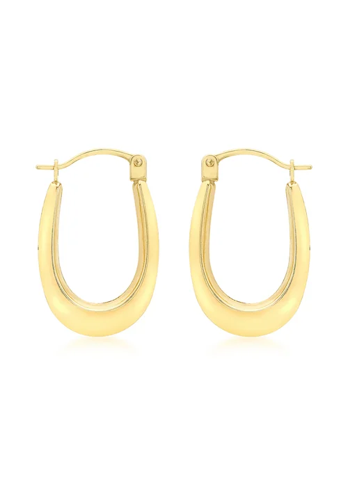 Golden Moments 9ct Yellow Gold Polished Oval Creole Earrings - One Size Image 1