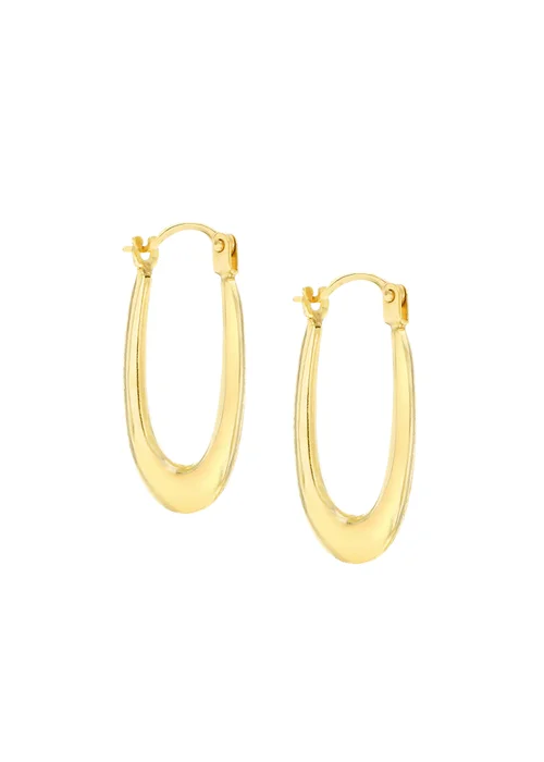 Golden Moments 9ct Yellow Gold Polished Oval Creole Earrings - One Size Image 2