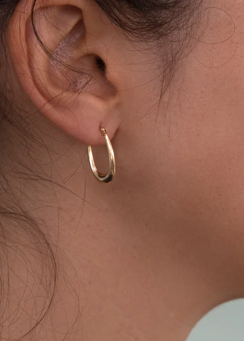 Golden Moments 9ct Yellow Gold Polished Oval Creole Earrings - One Size Image 4