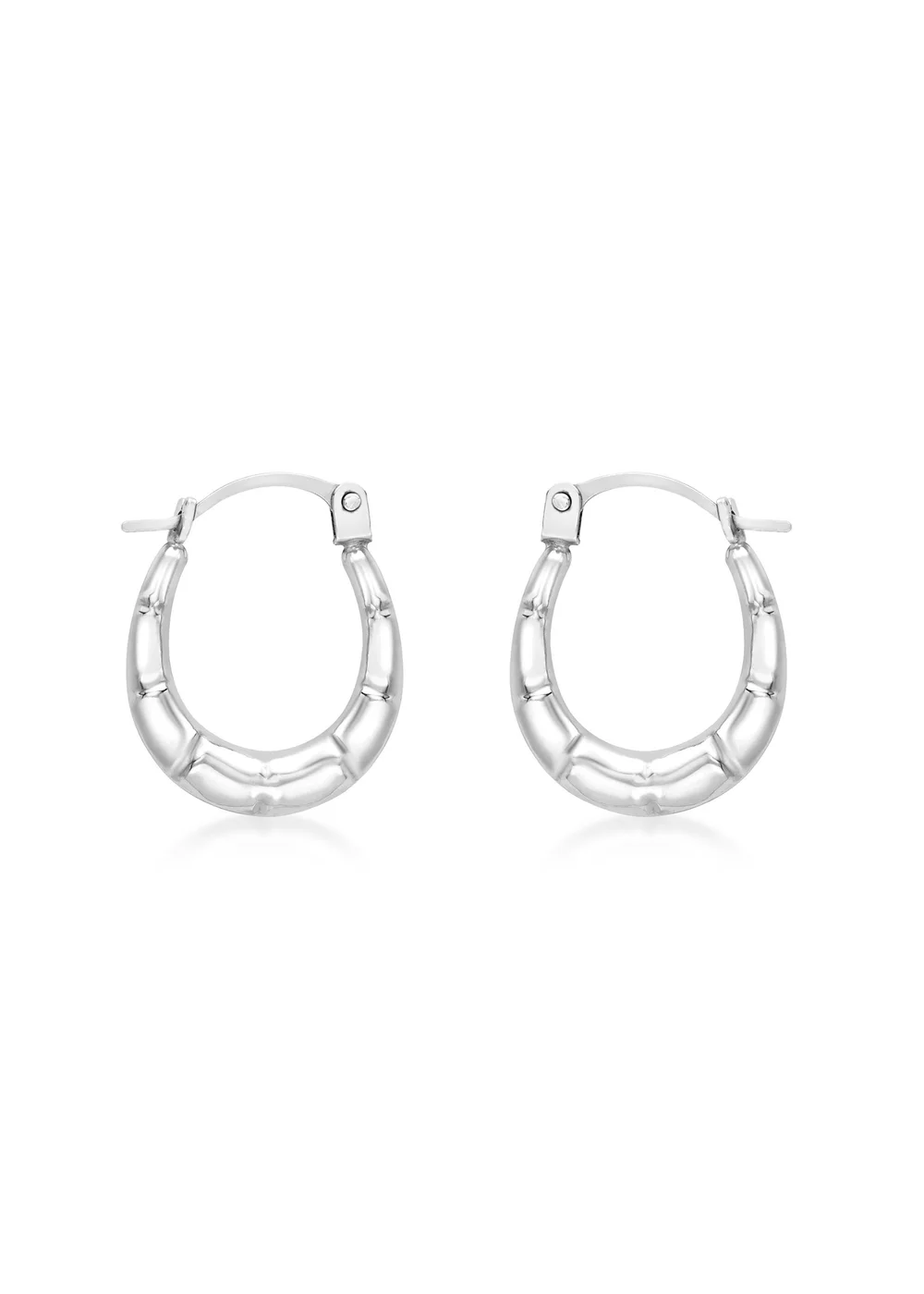 Golden Moments 9ct White Gold Mini-Groove Creole Earrings - One Size Image 1