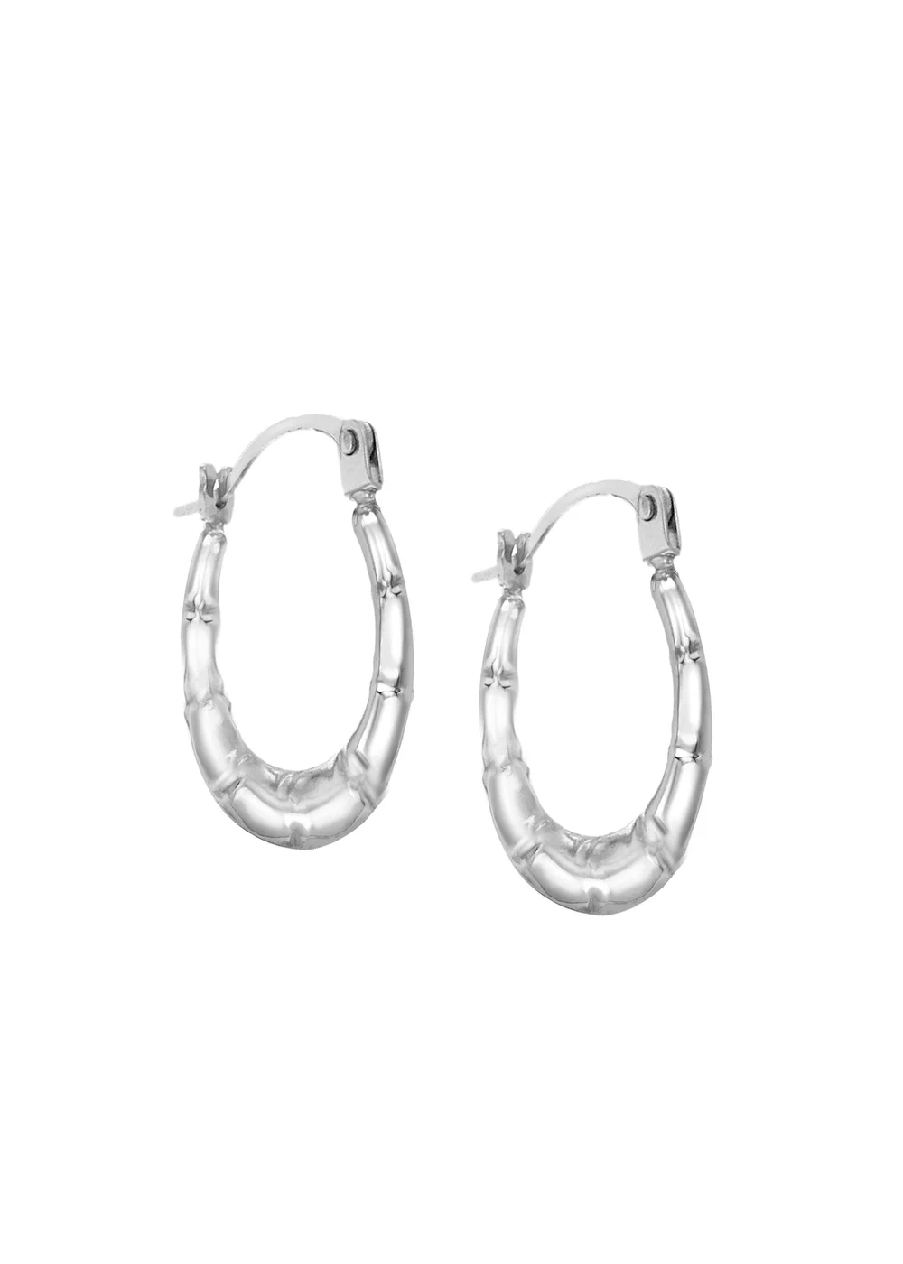 Golden Moments 9ct White Gold Mini-Groove Creole Earrings - One Size Image 2