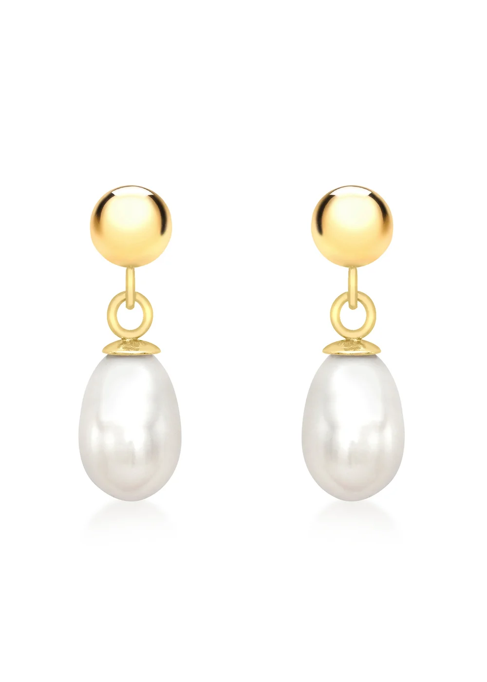 Golden Moments 9ct Yellow Gold Freshwater Pearl Drop Earrings - One Size Image 1