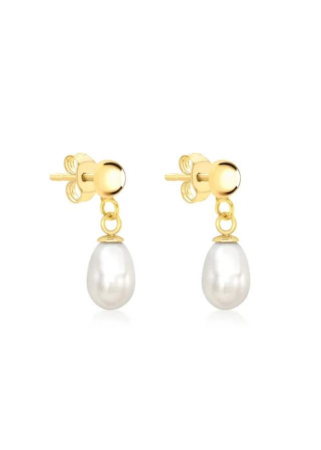 Golden Moments 9ct Yellow Gold Freshwater Pearl Drop Earrings