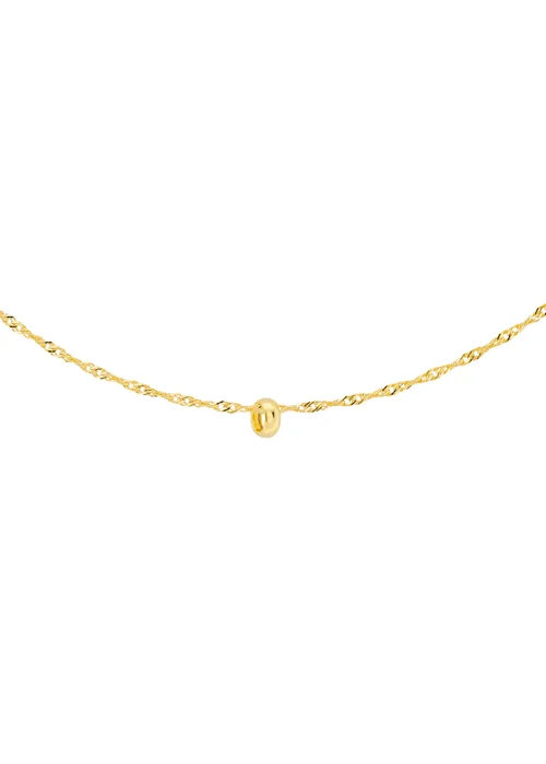 Golden Moments 9ct Yellow Gold Ring Twisted Curb Chain - One Size Image 1