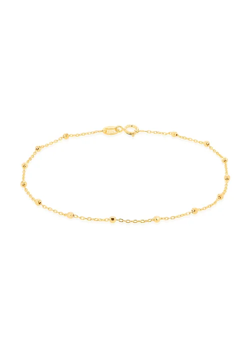 Golden Moments 9ct Yellow Gold Diamond Cut Ball Trace Bracelet - One Size Image 1