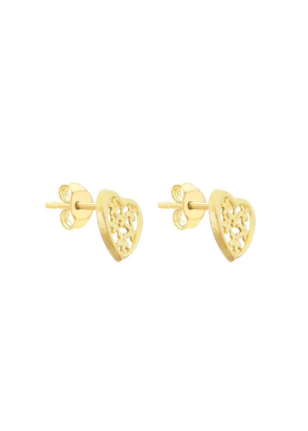 Golden Moments 9ct Yellow Gold 'Flower Heart' Stud Earrings - One Size Image 2