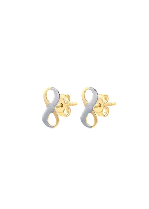 Golden Moments 9ct 2-Tone Gold 'Infinity' Stud Earrings - One Size Image 2