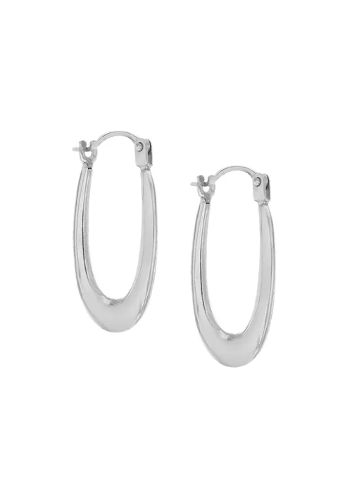 Golden Moments 9ct White Gold Creole Earrings - One Size Image 2