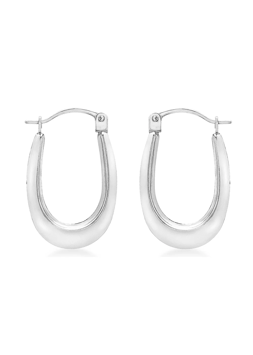 Golden Moments 9ct White Gold Creole Earrings - One Size Image 1