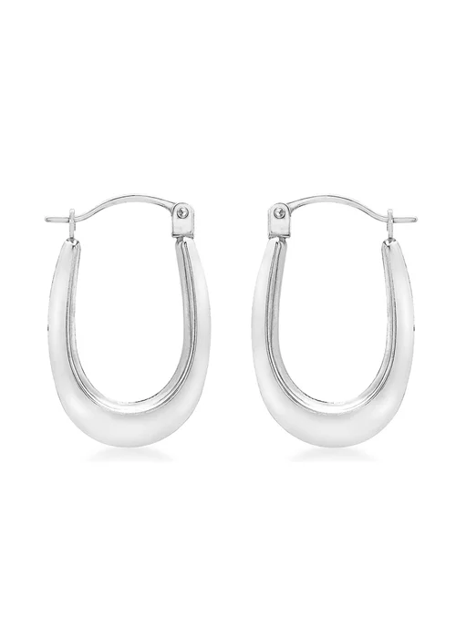 Golden Moments 9ct White Gold Creole Earrings - One Size Image 1