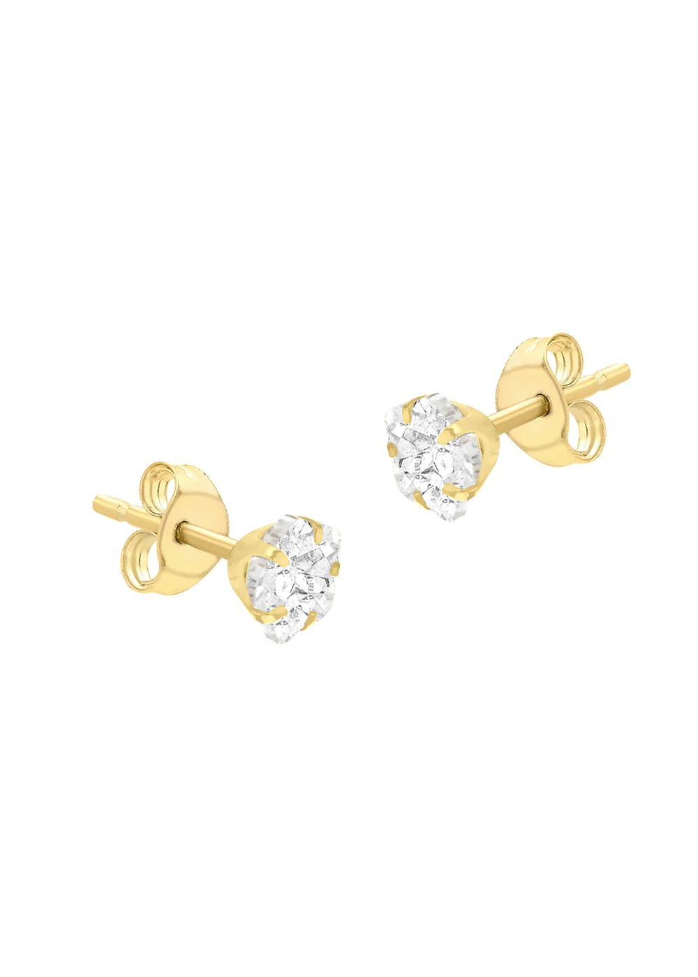 Golden Moments 9ct Yellow Gold White CZ Flower Stud Earrings - One Size Image 2