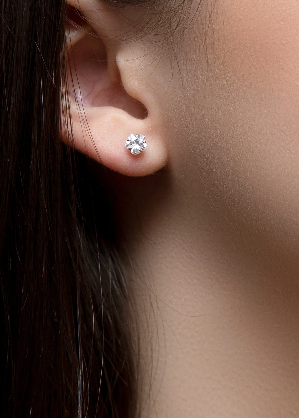 Golden Moments 9ct Yellow Gold White CZ Flower Stud Earrings - One Size Image 4