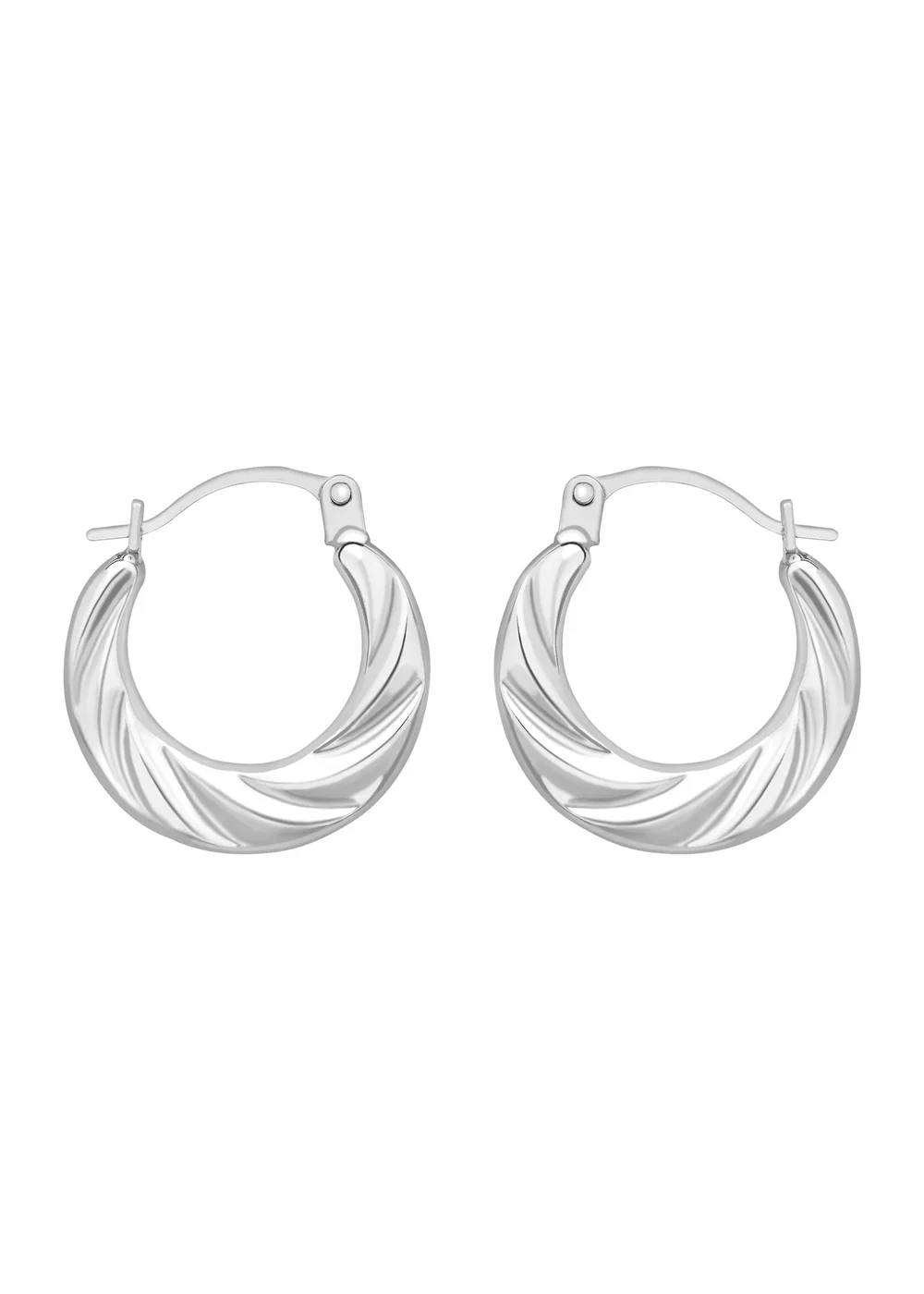 Golden Moments 9ct White Gold Twist Creole Earrings - One Size Image 1