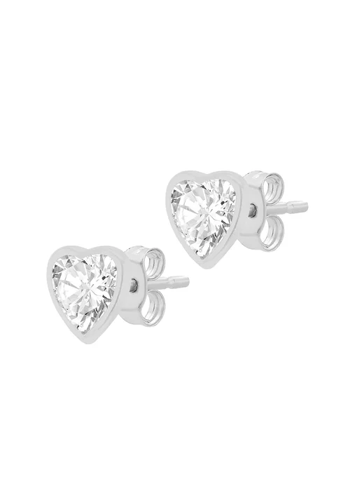 Golden Moments 9ct White Gold Heart Stud Earrings - One Size Image 2