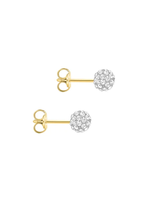 Golden Moments 9ct Yellow Gold Crystal Ball Stud Earrings - One Size Image 2
