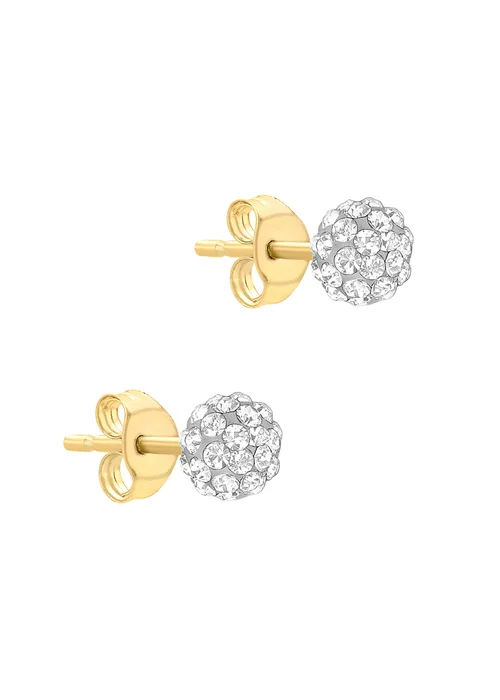 Golden Moments 9ct Yellow Gold Crystal Ball Stud Earrings - One Size Image 1