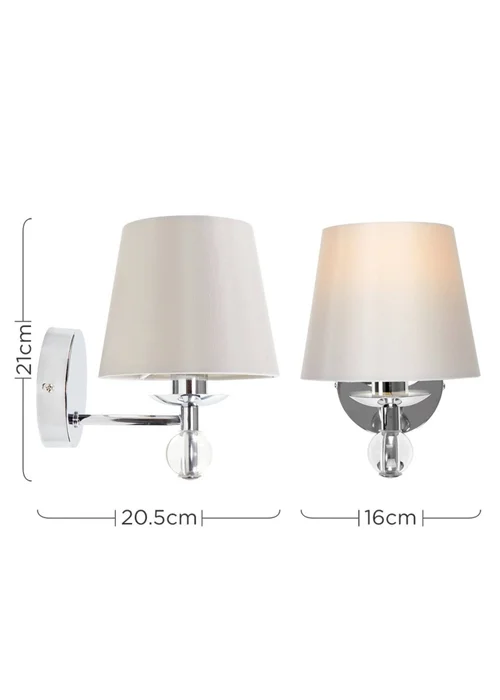 ValueLights Bryantt Single Crystal Wall Light Chrome with Grey Shade - One Size Image 3