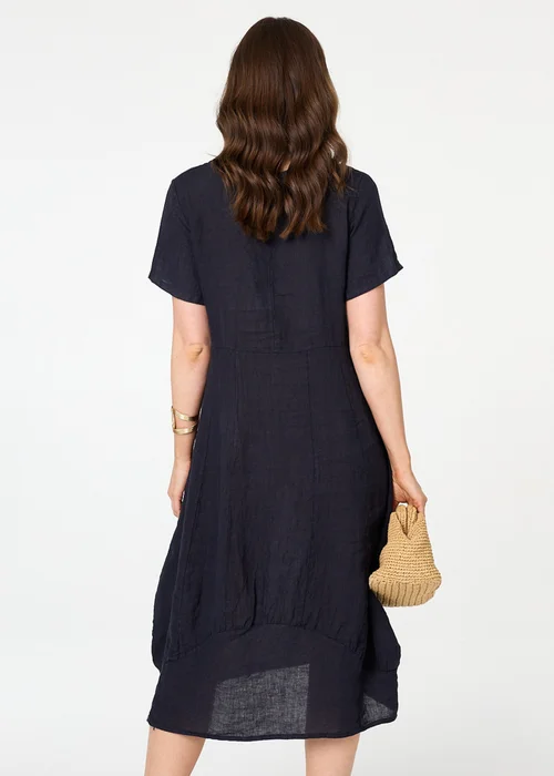 Izabel London Navy Short Sleeve Oversized Midi Shift Dress - 10 Image 3