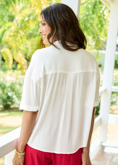 Cotton Traders Ivory Crinkle Blouse - 22 Image 3
