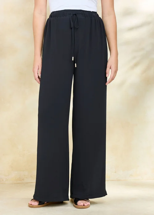 Cotton Traders Black Pull On Drawcord Trousers - 10 Image 2