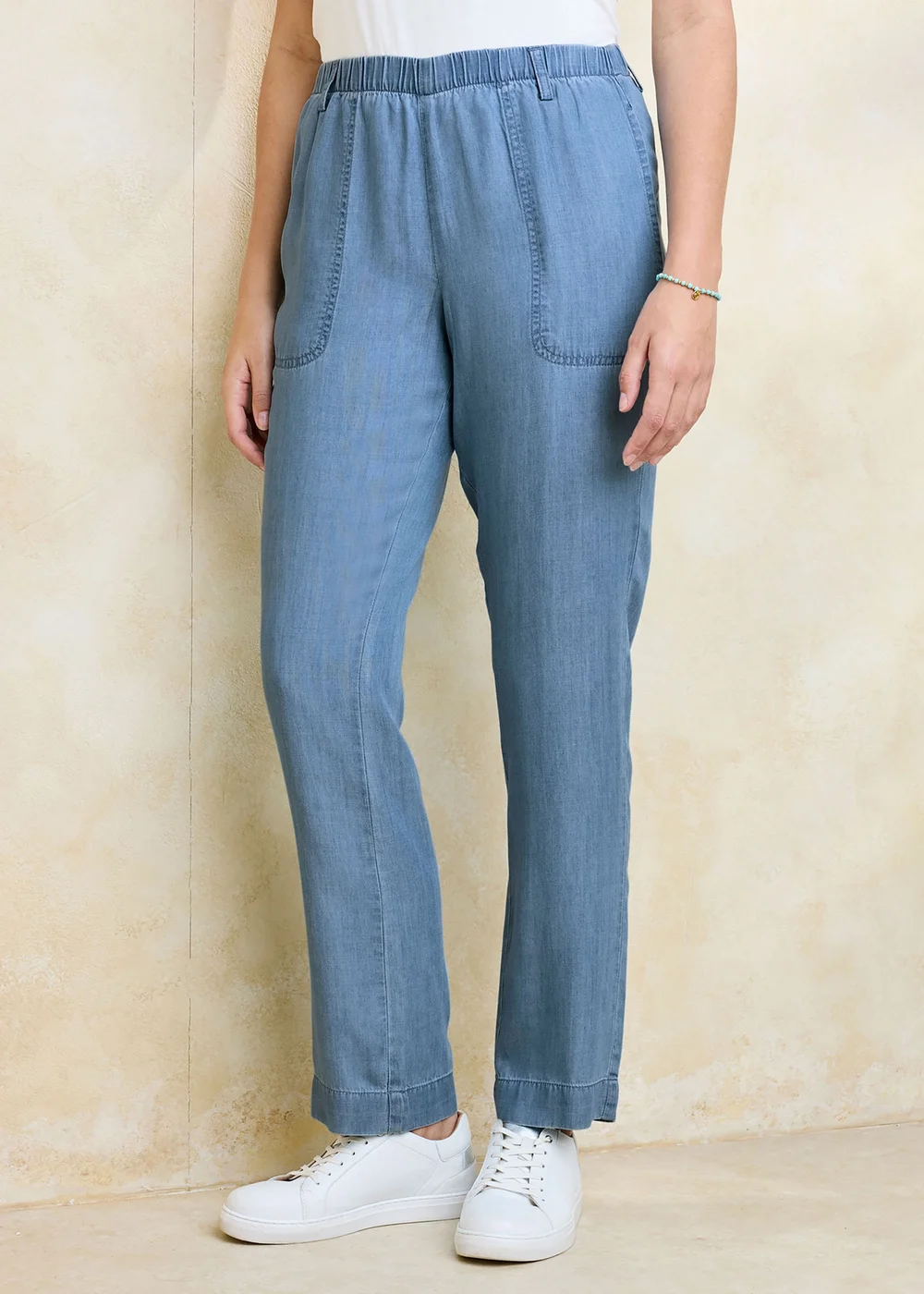 Cotton Traders Stonewash Straight Leg Lyocell Trousers - 12/L27 Image 1