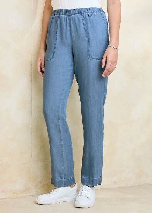 Cotton Traders Stonewash Straight Leg Lyocell Trousers - 12/L27 Image 1