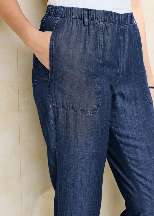 Cotton Traders Indigo Straight Leg Lyocell Trousers - 14/L27 Image 4