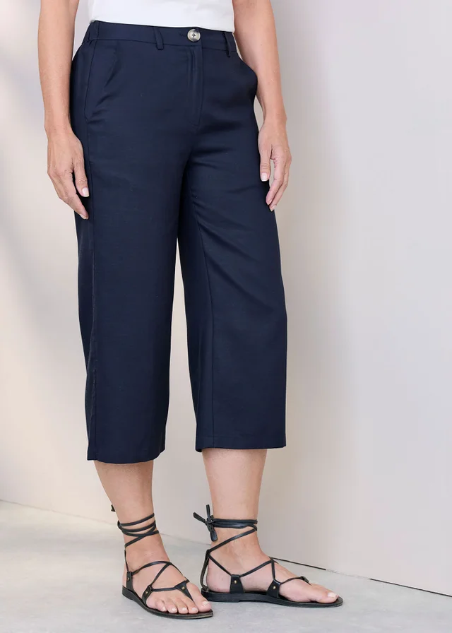 Cotton Traders Navy Cropped Trousers