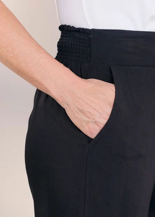 Cotton Traders Black Wide Leg Pull On Trousers - 10/L29 Image 4