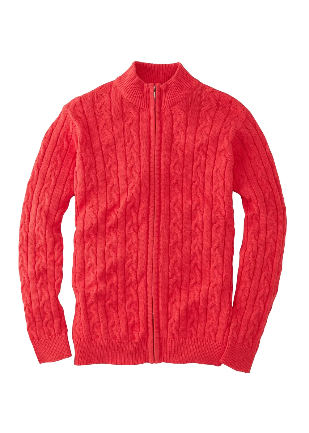 Cotton Traders Watermelon Cotton Cable Zip Through Cardigan - 3XL Image 4